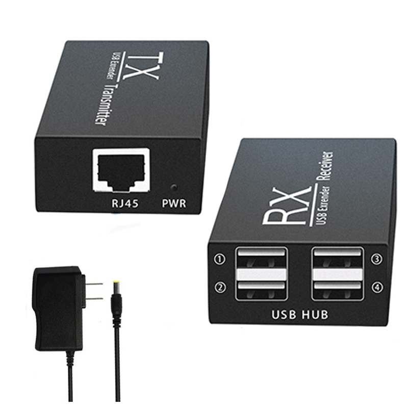 USB 120M Extender Adapter 4 Port USB 2.0 Hub Over Cat 6E/6 Ethernet UTP Extension POC RJ45 Lan Cable Metal Transmitter Receiver: BROWN