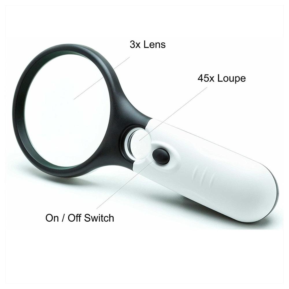 Diamond Painting Tool Magnifier LED Light Paint By Numbers Tools 3X 45X 3 LED Light Handheld Magnifier Reading Map Newspaper