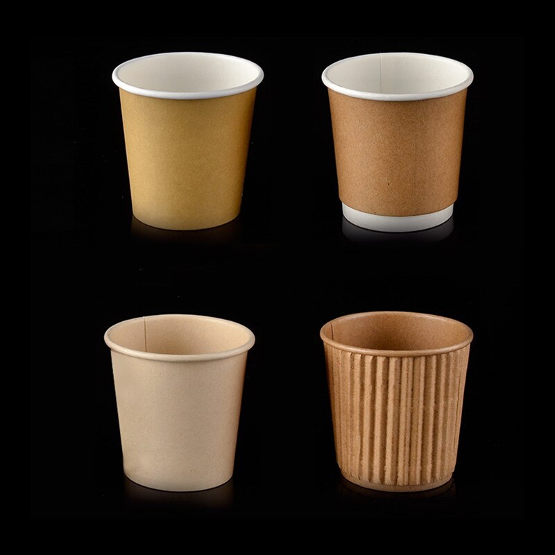 100 pièces 100ml petites tasses à café jetables 4oz mini tasses à goûter pour le vin, le lait, le thé, le yaourt, le jus de fruits, les desserts, les gobelets en papier avec couvercle