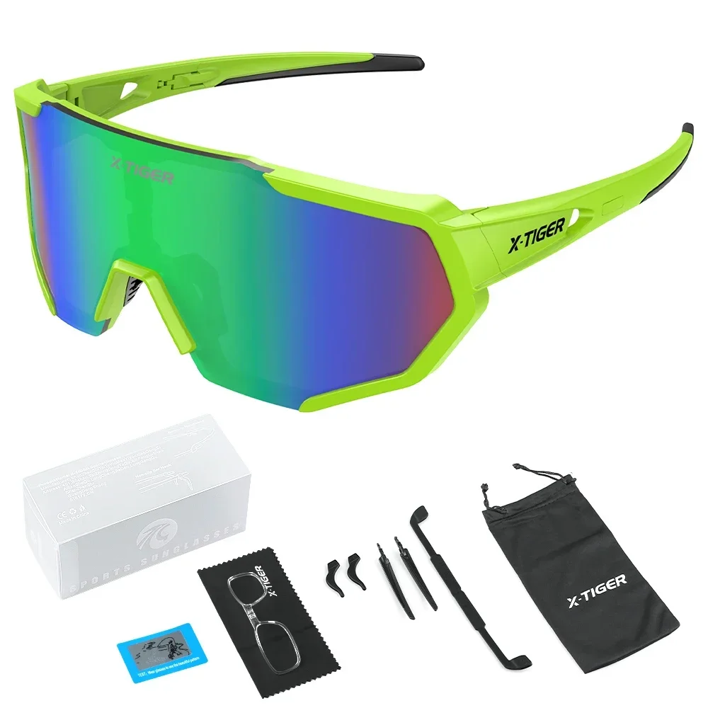 X-tiger landsvägscykel polariserade cykelglasögon  uv400 herr- och damglasögon utomhussporter landsväg mtb cykel ridglasögon solglasögon: Silver-