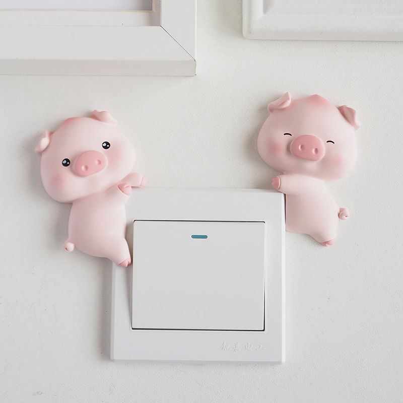 Resin Switch Stickers Pig Decorative Wall Stickers 3d Stereo Household Light Bedroom Switch Protective Cover