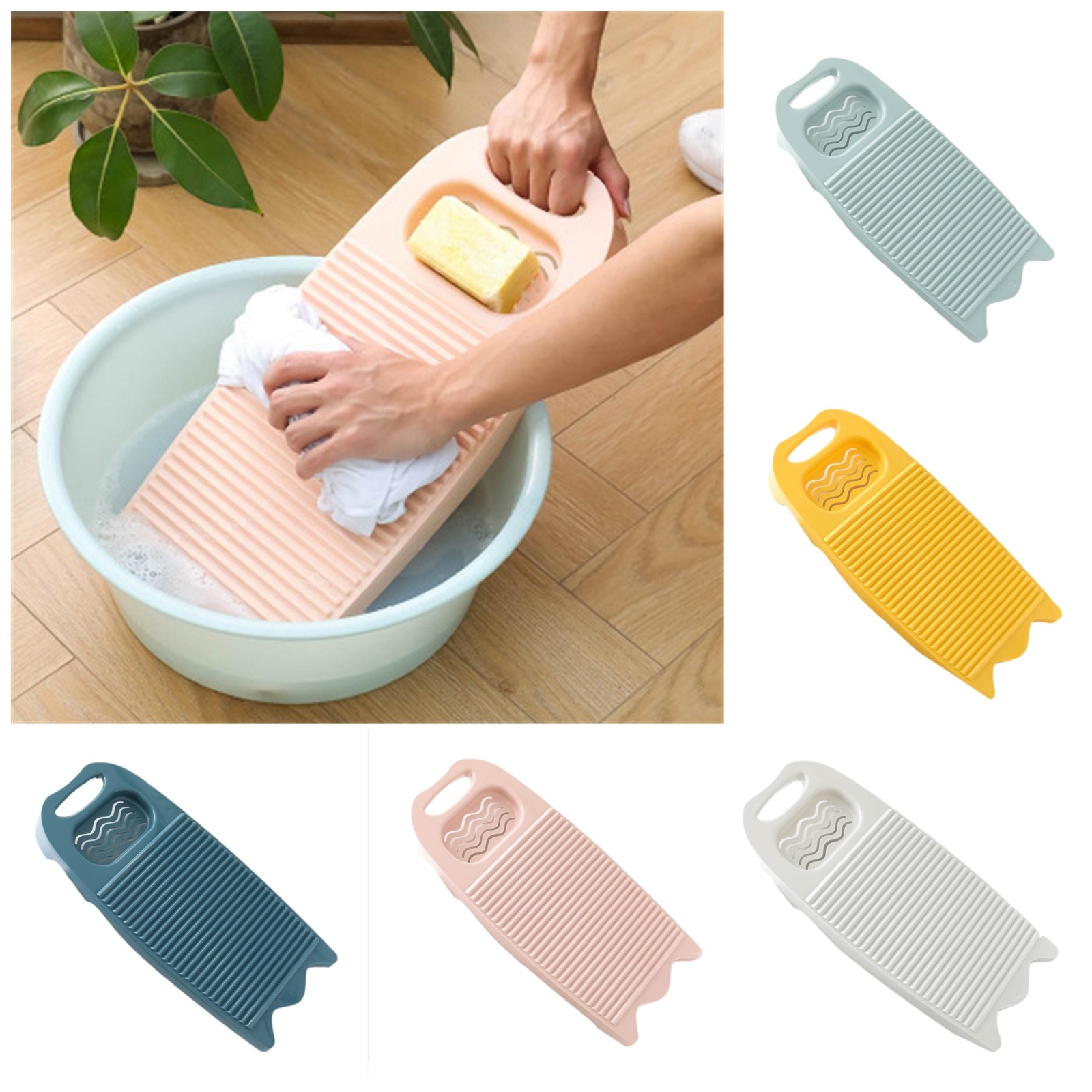 Wash Board Thickened Hand Wash Laundry Boards Dirty Clothes Washboard with Soap Holder for Underwear Lingerie Cleaning