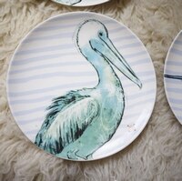 Ceramic Ocean Style Marine Animals Watercolor Effect 8 inch Plate/Dinner Plate/Hanging Plate: Seabird