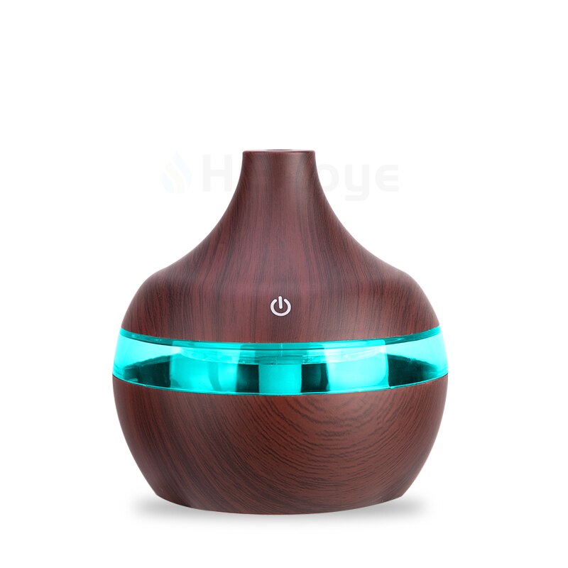 USB Electric Aroma Air Diffuser Wood 300ml Ultrasonic Air Humidifier Essential Oil Aromatherapy Cool Mist Maker Air Purifier: White