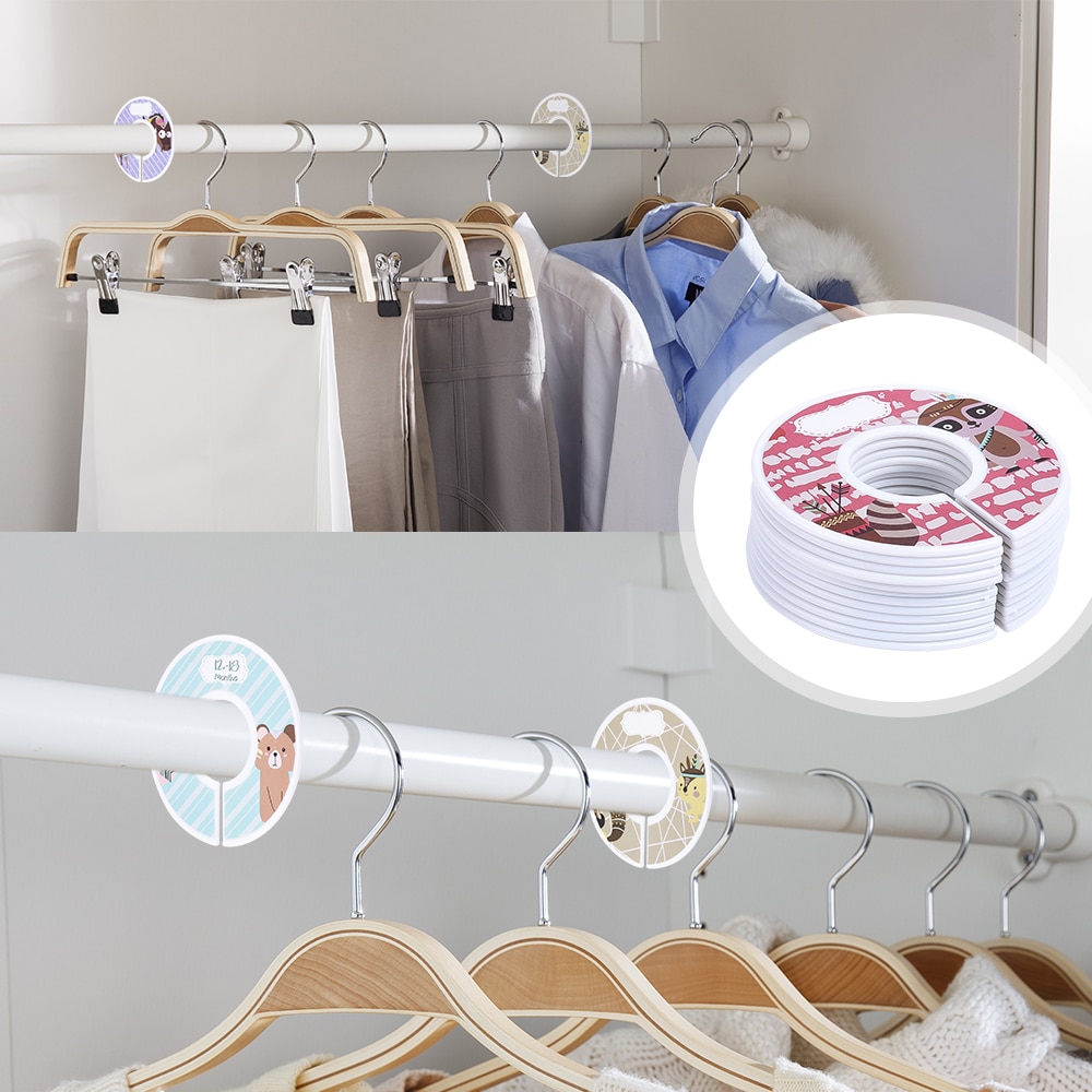 12 Uds. Separador de tallas s para ropa de bebé DIY gancho de ropa de plástico perchas circulares para ropa separador de tallas perchas separadores de armario
