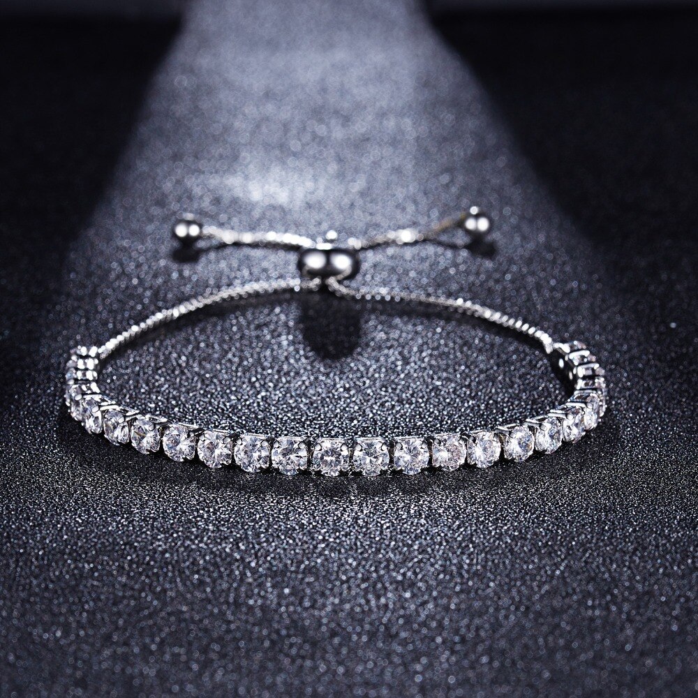 Rinhoo Zircon 4mm Bridal Bracelet Luxury Trendy Single Row Square Micro-inlaid Zircon Bracelet Women Jewelry Bracelet Link 26cm