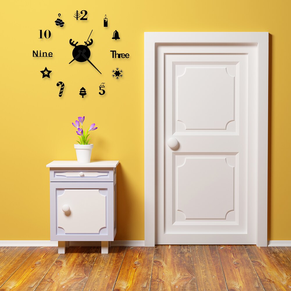 Wall Clock Watch Clocks 3D DIY Acrylic Stickers Living Room Needle Europe Horloge Christmas Year Decorations