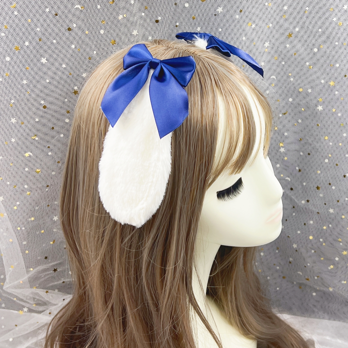 Rabbit Bunny Plush Lop Ears Kawaii Hair Clip Cute Hairpin Ribbon Bowknot Lolita Cosplay Women Girls Hair Accessories: black