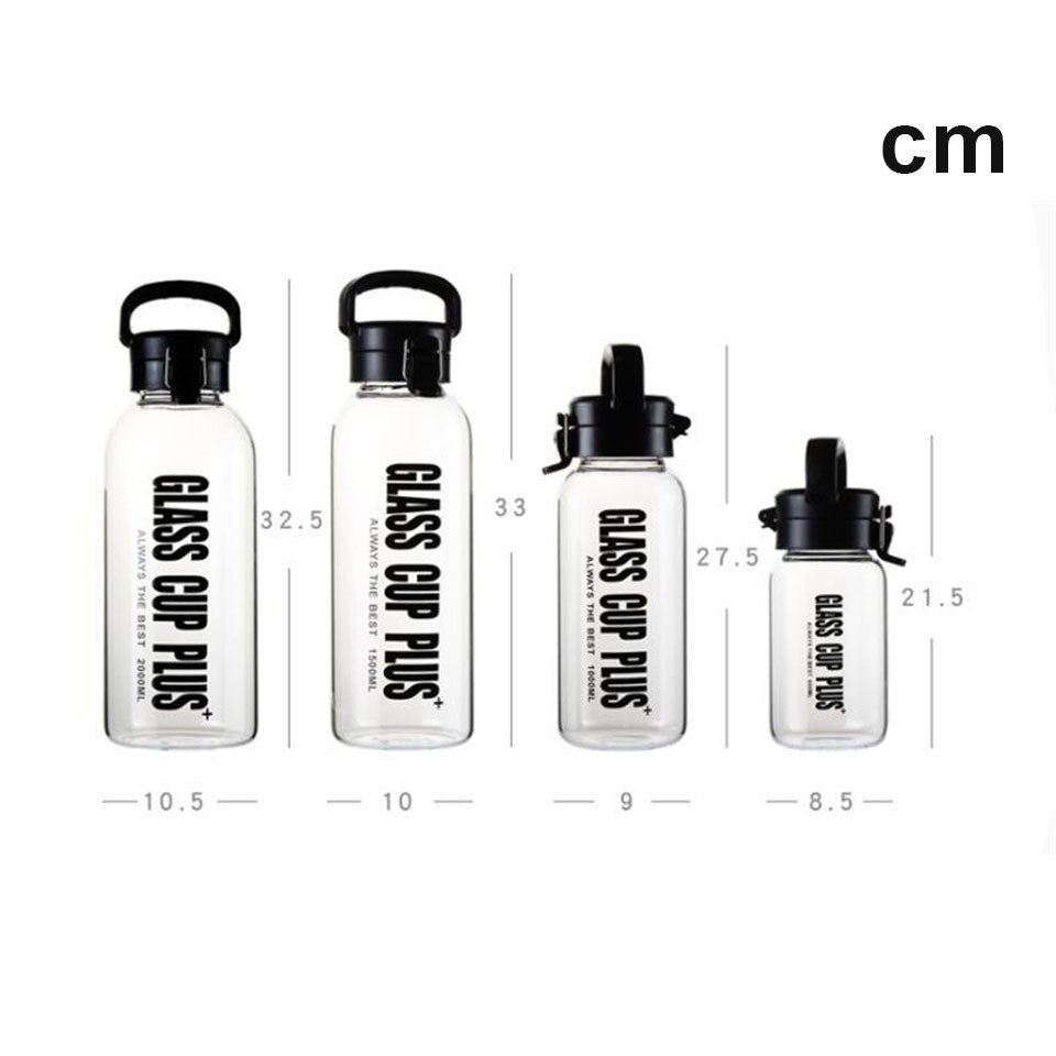 600/1000/1500/2000ml Große Kapazität Glas Wasser Flasche draussen Wandern Camping Fitnessstudio Sport Getränk Flasche mit Tragbaren Seil Griff