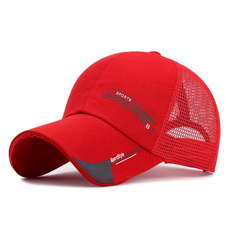 Summer Baseball Caps Men Letter Mesh Caps Women Men Breathable Unisex Hat Outdoor Hip-Hop Bone Gorras Cap Sun Hat: Red