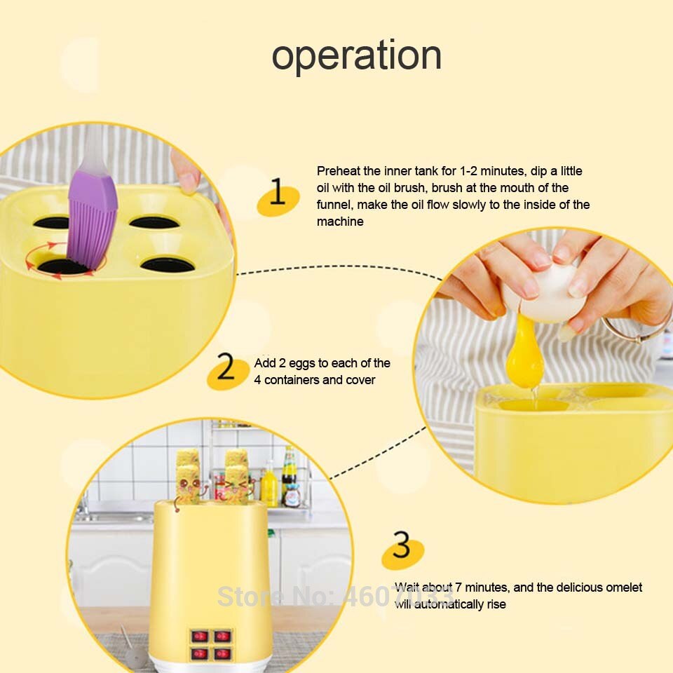 4 egg roll Egg Cooker Electric Automatic Multifunctional Mini Egg Roll Maker Omelette Breakfast Egg Boiler Kitchen Cooking EU
