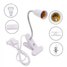 E27 Screw Clamp Table Lamp Holder Fixture Lampholder With On/Off Switch White UK Plug Light Base Stand Bulb Socket 12-265V