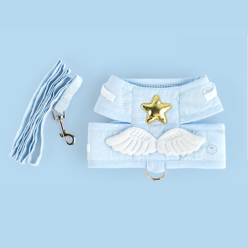 Conjunto de correa de arnés para mascotas, chaleco ligero ajustable para cachorros y gatitos, correa de plomo para caminar con Chihuahua, accesorios para gatos: Blue / S