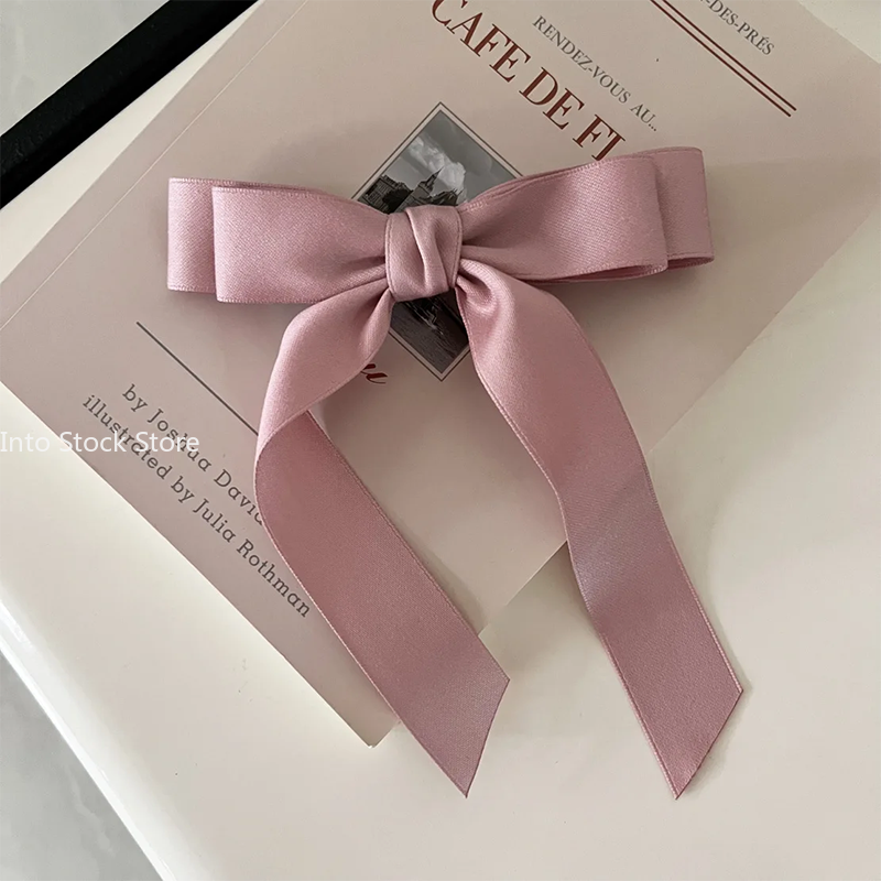 Horquilla con lazo para el pelo de tela para mujer, pinzas para el pelo con cinta, tocado, lazo blanco y negro, Clip superior, accesorios de joyas para el cabello femenino