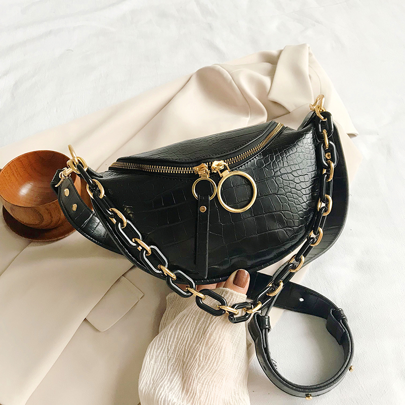 Sac de messager pour femmes nouvelle Chic plaine Hobos PU cuir sacs à main grande chaîne épaule poitrine voyage quotidien embrayages