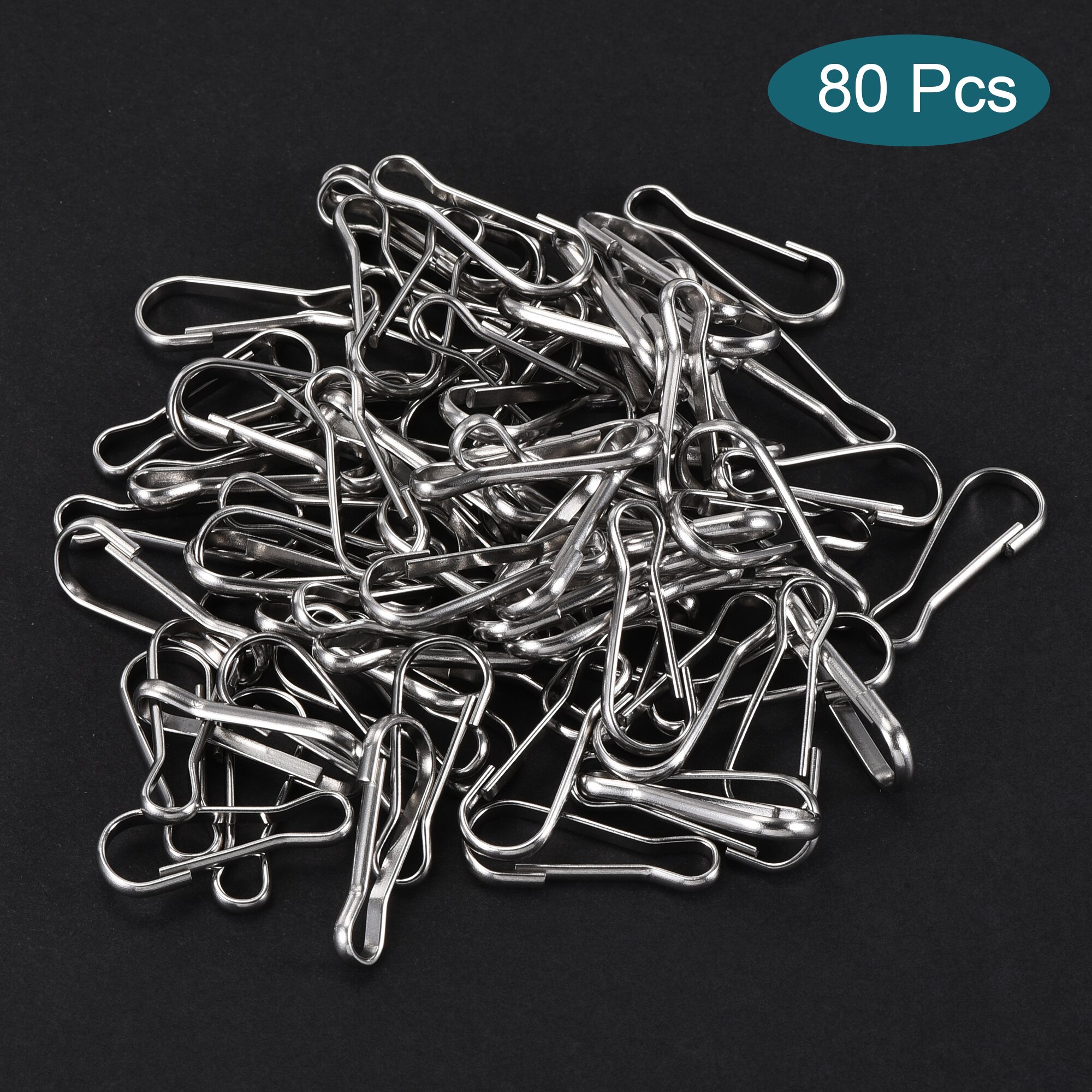 Uxcell Spring Hooks Snap Clip Hooks 25x9.5x2mm 304 Stainless Steel Silver Tone 80 Pcs