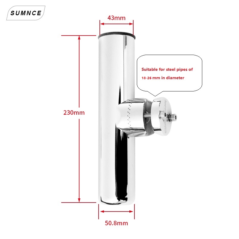 2pcs Fish Rod Holder Marine Stainless Steel Clamp On Fishing Rod Holder Adjustable Boat Fishing Tackle: 18-26mm