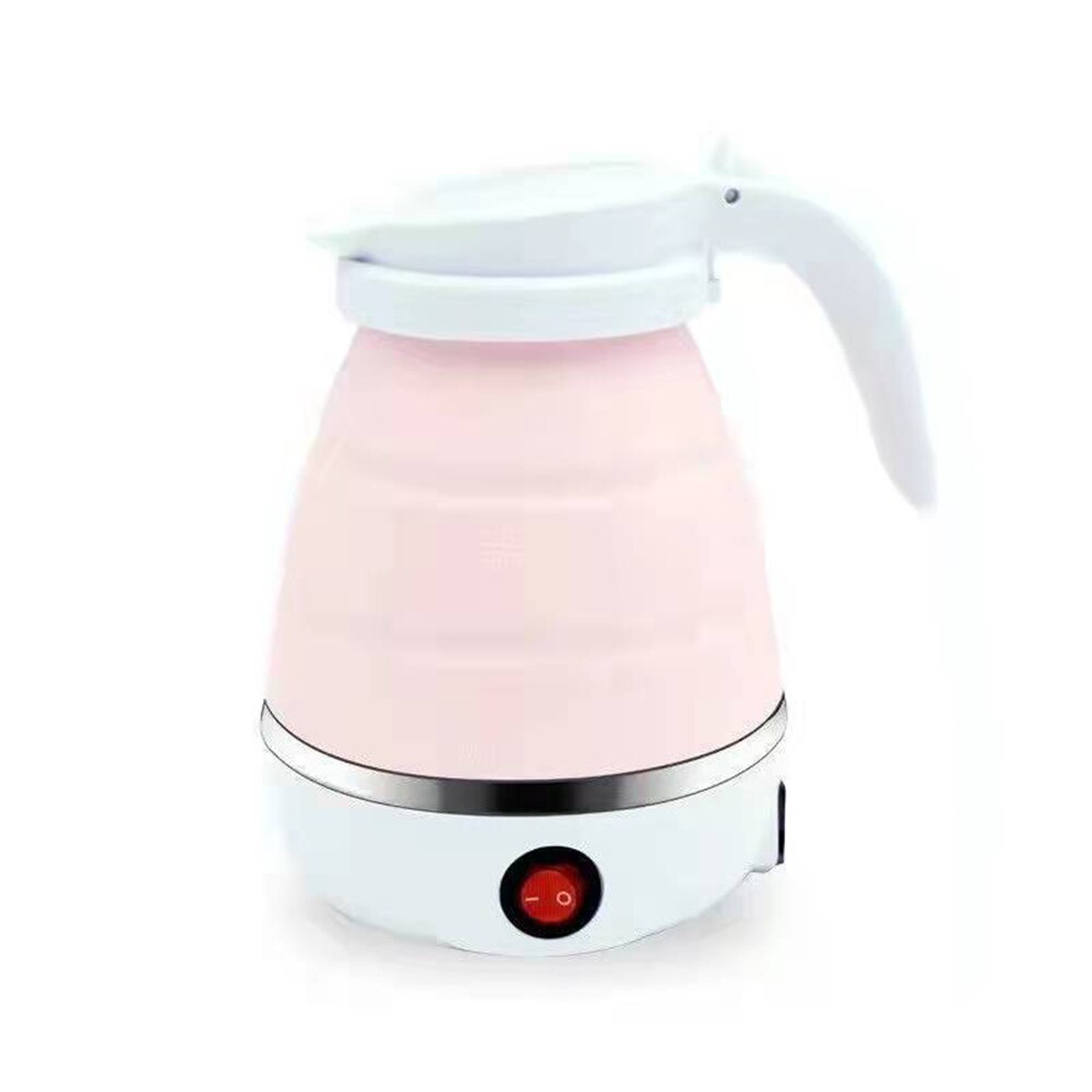 600ml Electric Foldable Silicone Water Kettles Leak Proof Portable Mini Home Coffee Milk Heated Retractable Teapot: Roze