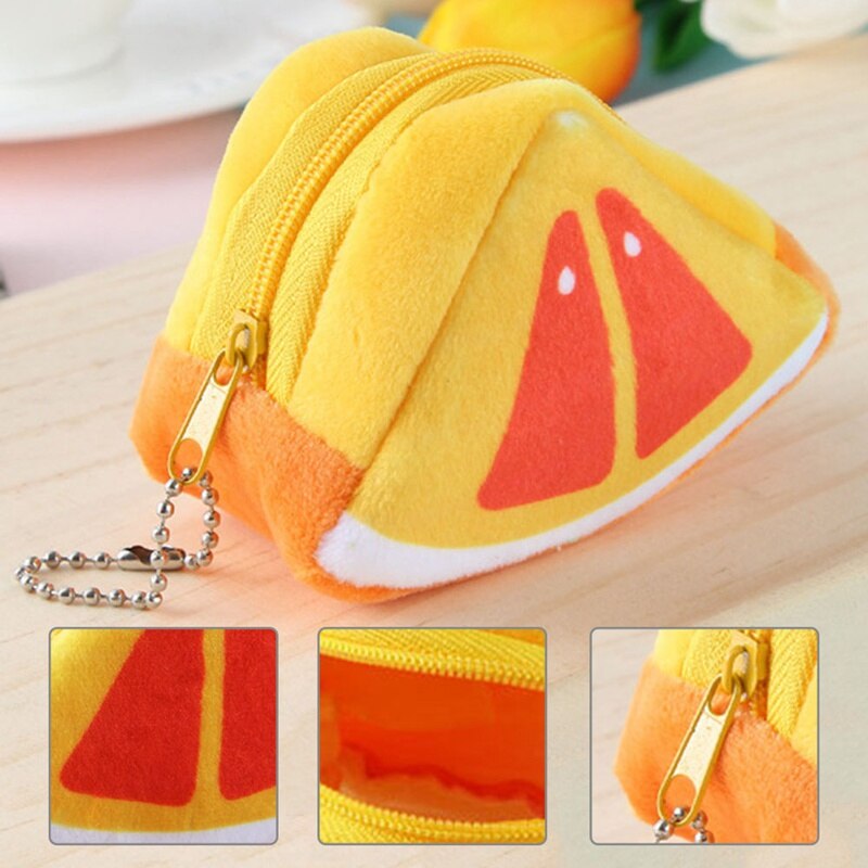 Mini 3d frutas em forma de moeda bolsa para as mulheres titular do cartão de crédito chave saco de dinheiro feminino zíper bonito pequeno carteira bolsas de moedas sac femme