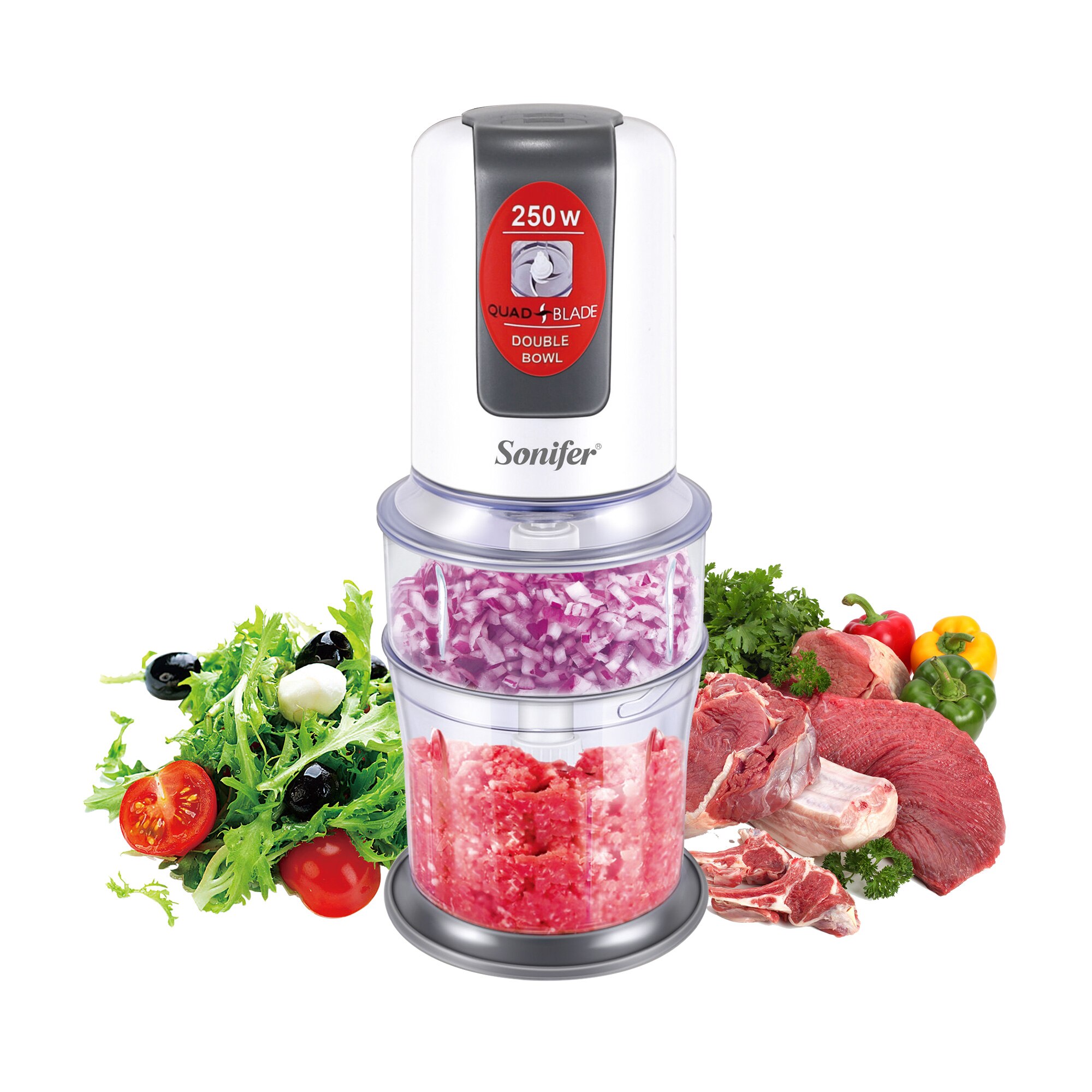 250W Multi Function Food Processor Electric Food Chopper Spiral Meat Fruit Shredder Slicer For Kitchen 220V Sonifer