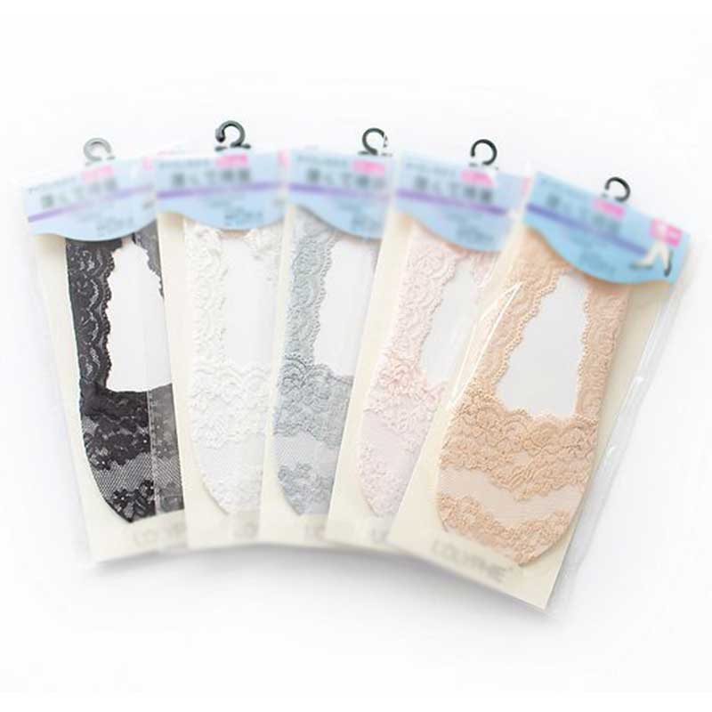 Silicone shallow Socsk Women Lace Slipper Ankle Socks Invisible Seamless Girl Low Cut Boat cotton Thick Socks Transparent Summer