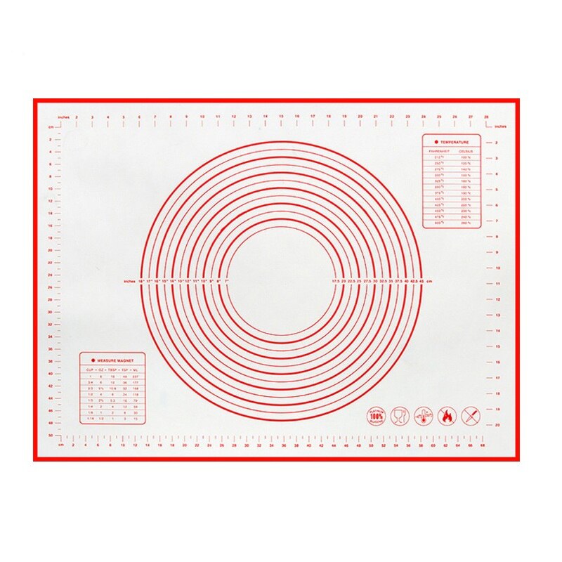 Tapis de cuisson en Silicone avec graduation, tapis de pâte à rouler, tapis de pâte à pétrir, four antiadhésif, accessoires de cuisson, 1 pièce: Red / 40x60cm