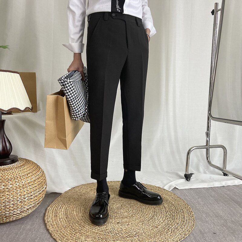Korean Suit Pants Men's Slim Solid Color Business ... – Grandado