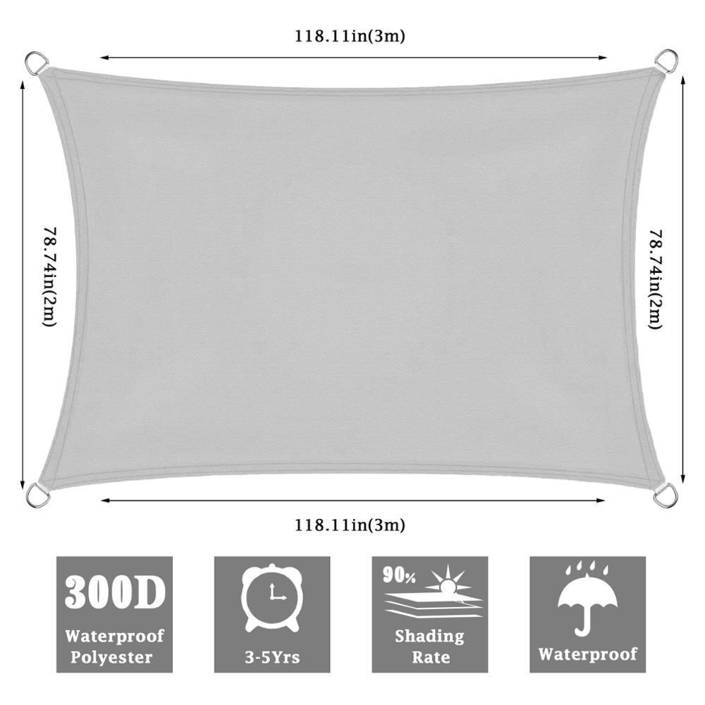 Sun Shelter Sunshade Protection Outdoor Canopy Garden Patio Pool Shade Sail Awning Camping UV Block Waterproof Sun Shade Sail: Gray Rectangle 2x3m