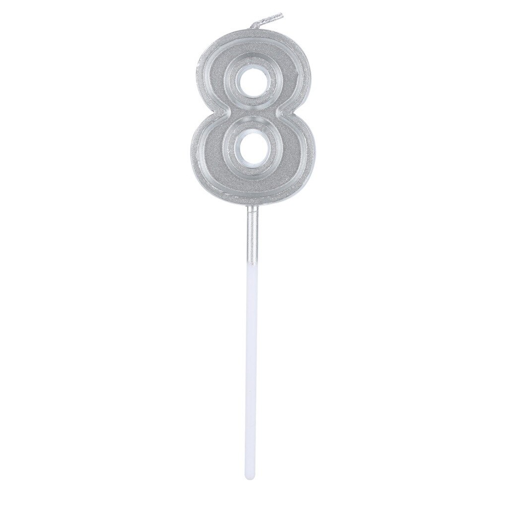 1PC Silver Number 0-9 Birthday Numeral Candles Light Home Wedding Birthday Party Decoration Led Candles birthday candle L300110: H