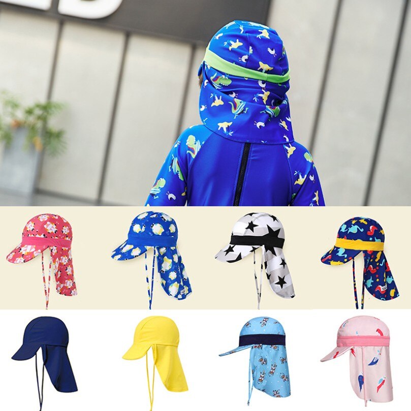 Gorro de protección solar para bebé, niña y niño, gorro de natación, parasol, protector de cuello, gorro de playa