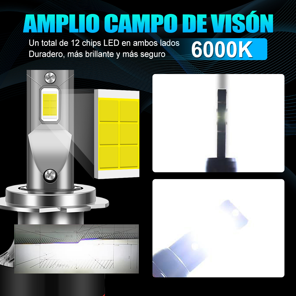 Aslent  h11 h7 led  h1 hb4 hb3 9005 9006 h4 h9 h8 lampe 6000k hvid bilforlygtepære canbus super lys høj effekt