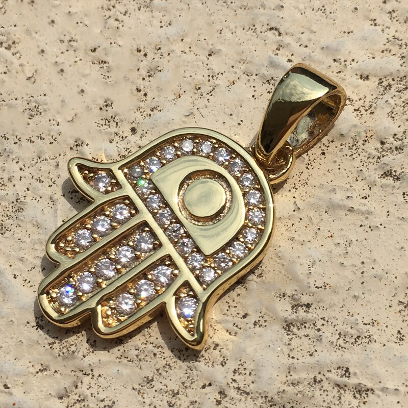 Langtidsholdbare micro pave cz buddha vedhæng halskæde guld kors hip hop smykker til mænd og kvinder jul: Cz hamsa