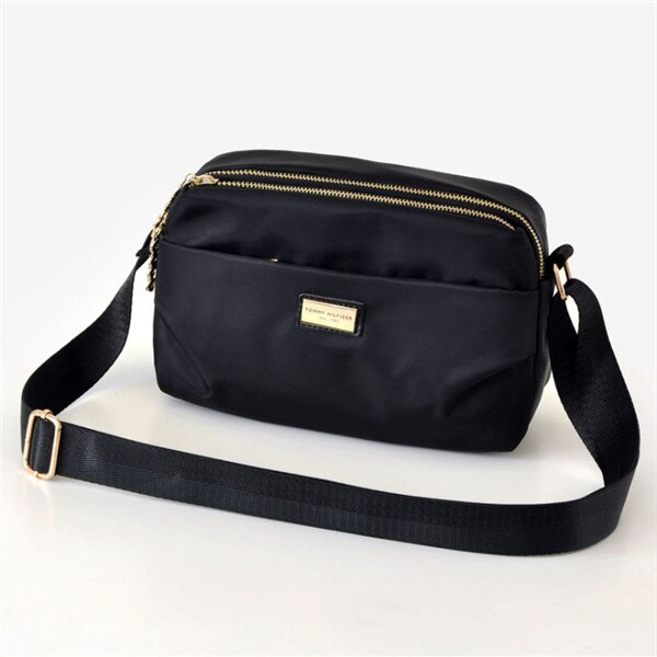 bolso de nylon para mujer, bolso Oxford impermeable, paquete con ranura para un hombro, bolso de ocio: Black