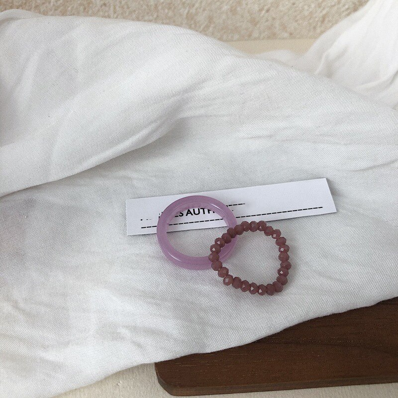 Böhmische Perlen Ringe Natürliche Stein Schmuck Multi Farbe Handgemachte Frauen Mädchen Hochzeit Ringe Elastische Verstellbare: LILA