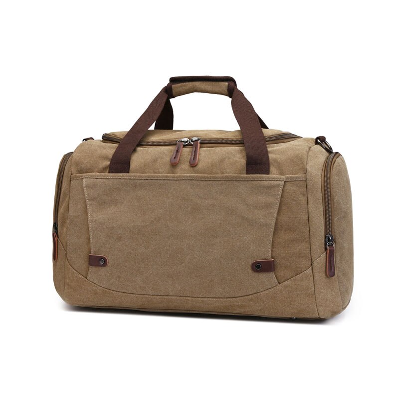 Scione Mannen Canvas Reistassen Koffer Waterdichte Bagage Duffel Schoudertas Grote Capaciteit Effen Crossbody Draagbare Handtas: Khaki