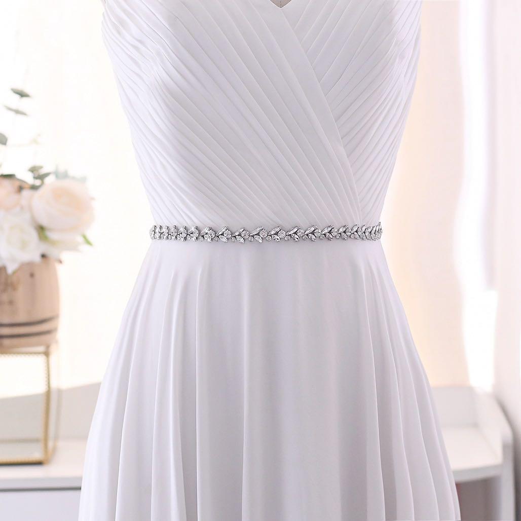 Kristallen strass-trouwriem, luxe bruidsriemen, sjerp, wit, ivoor, champagnekleurig lint voor dames, feestjurk, bruidssieraden