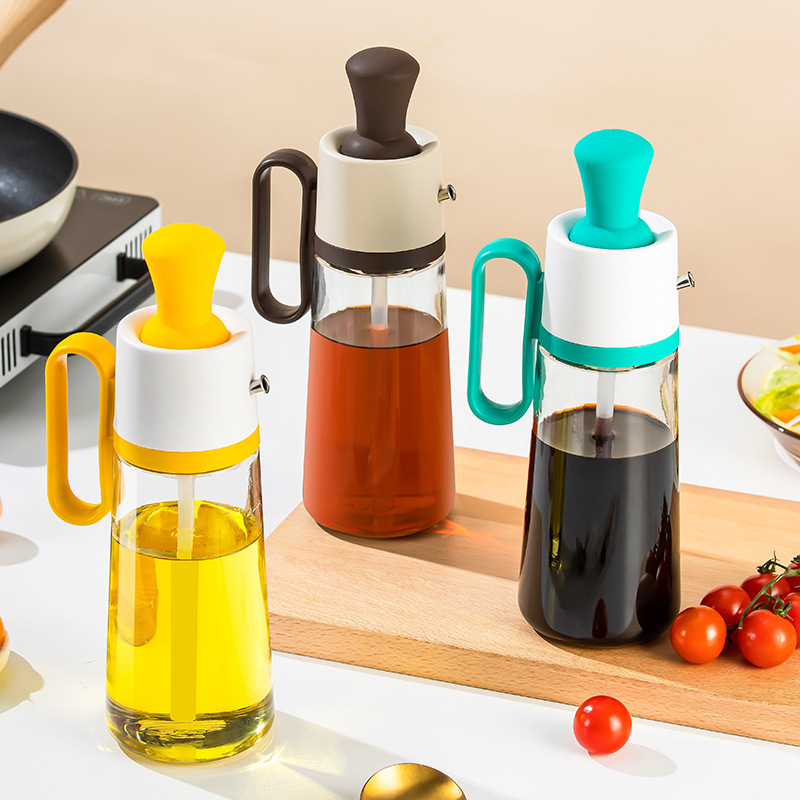 550ML kreatywna kuchnia szklana olejarka dwu-w-jednym butelka oleju gospodarstwa domowego przyprawa uchwyt z pędzlem grill opryskiwacz narzędzia kuchenne
