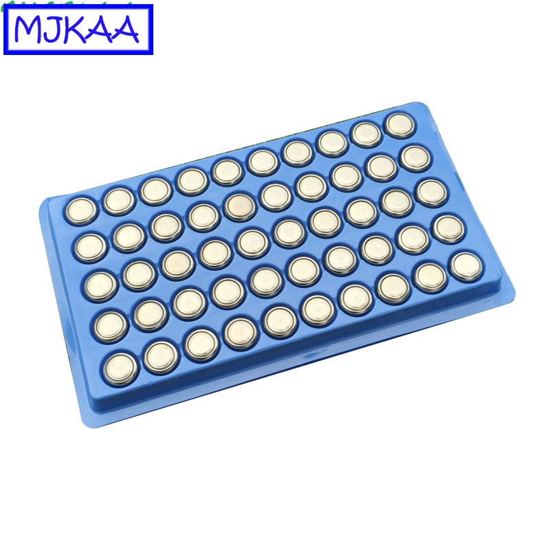 MJKAA 100Pcs LR44 AG13 SR44SW SP76 L1154 RW82 RW42 357A A76 303 1.55V Alkaline Button Cion Mobiele Batterij langdurige