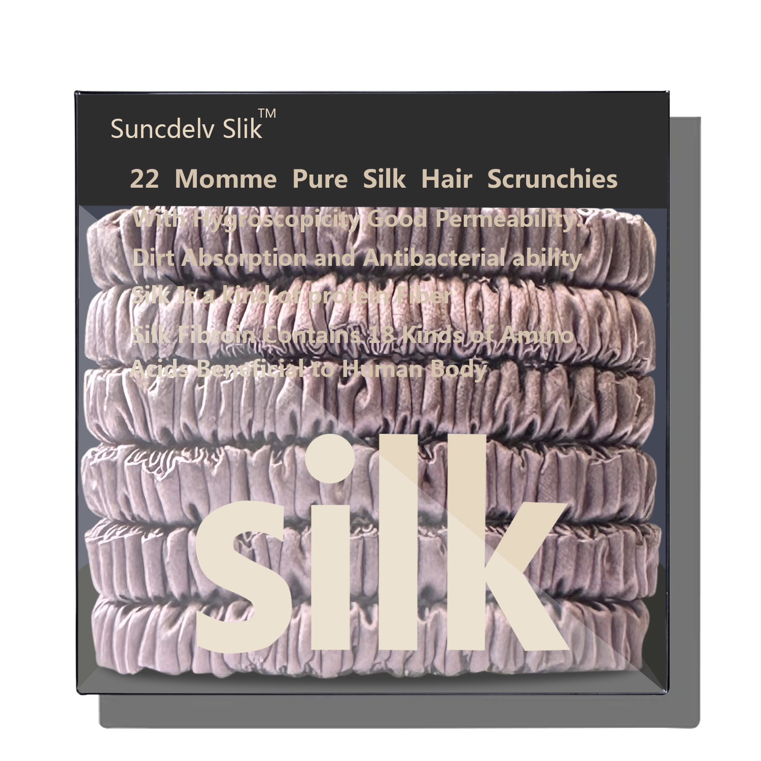 100% pura morera 6A seda pelo Scrunchie diademas hechas a mano mujeres niña accesorios para el cabello Color puro Natural HairTies caja 6 uds: Caqui oscuro