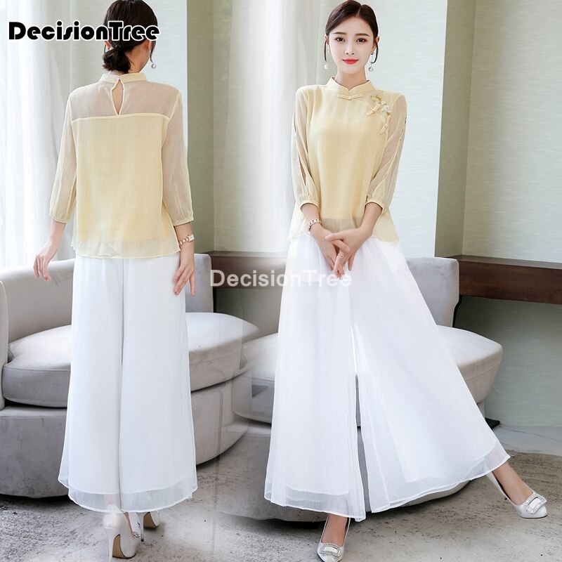 2022 chinese clothing women qipao blouse shirts tangzhuang ancient cheongsam chiffon tops oriental hanfu cheongsam blouse