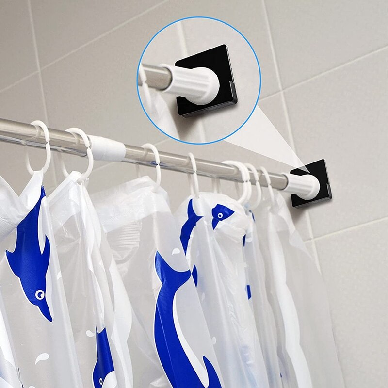 Shower Curtain Rod Holder Adhesive Curtain Rod Bracket Fixing Rod Holder Curtain Pole Wall Brackets For Bathroom,Hotel