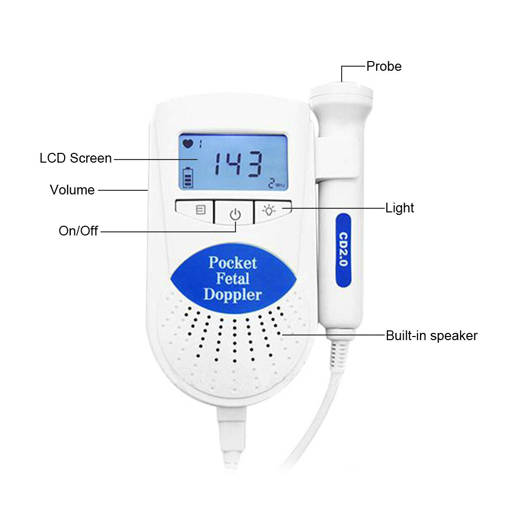 Ultrasound Doppler Fetal Heart Rate Monitor Prenatal Baby Heart Rate Detector No Radiation Fetal Tester For Baby Health