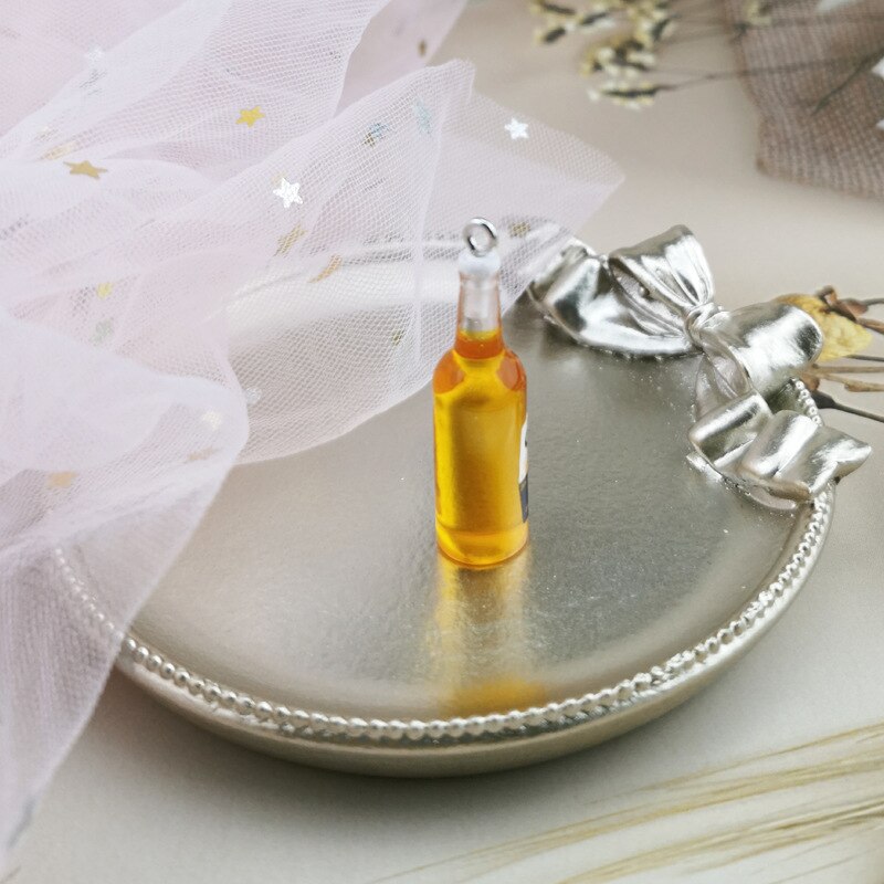 10 Stks/pak Gesimuleerde Hars Bierfles Sleutelhanger Charms Diy Ambachten Bar Drank Flessen Oorbel Hangers Sieraden Accessoires