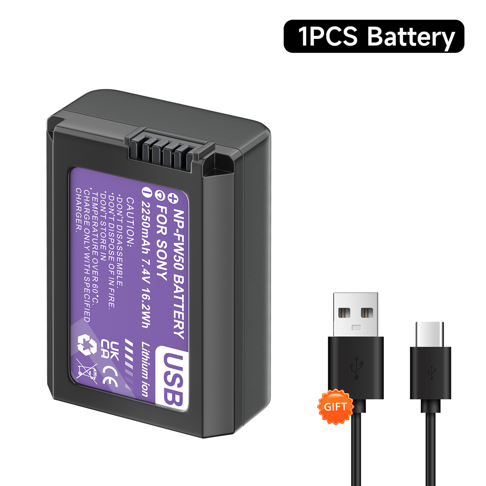 PALO tipo C NP-FW50 NPFW50 NP FW50 batería para Sony Alpha a6500 a6300 a6400 a6000 a6100 a5000 a3000 NEX-3 a7 7R a7R a7R II a7rii: Blanco