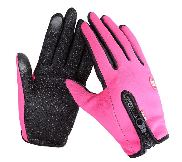 Guantes Térmicos con pantalla táctil Unisex, para invierno, ciclismo, esquí, Camping, senderismo, motocicleta, dedo completo: Pink / XL