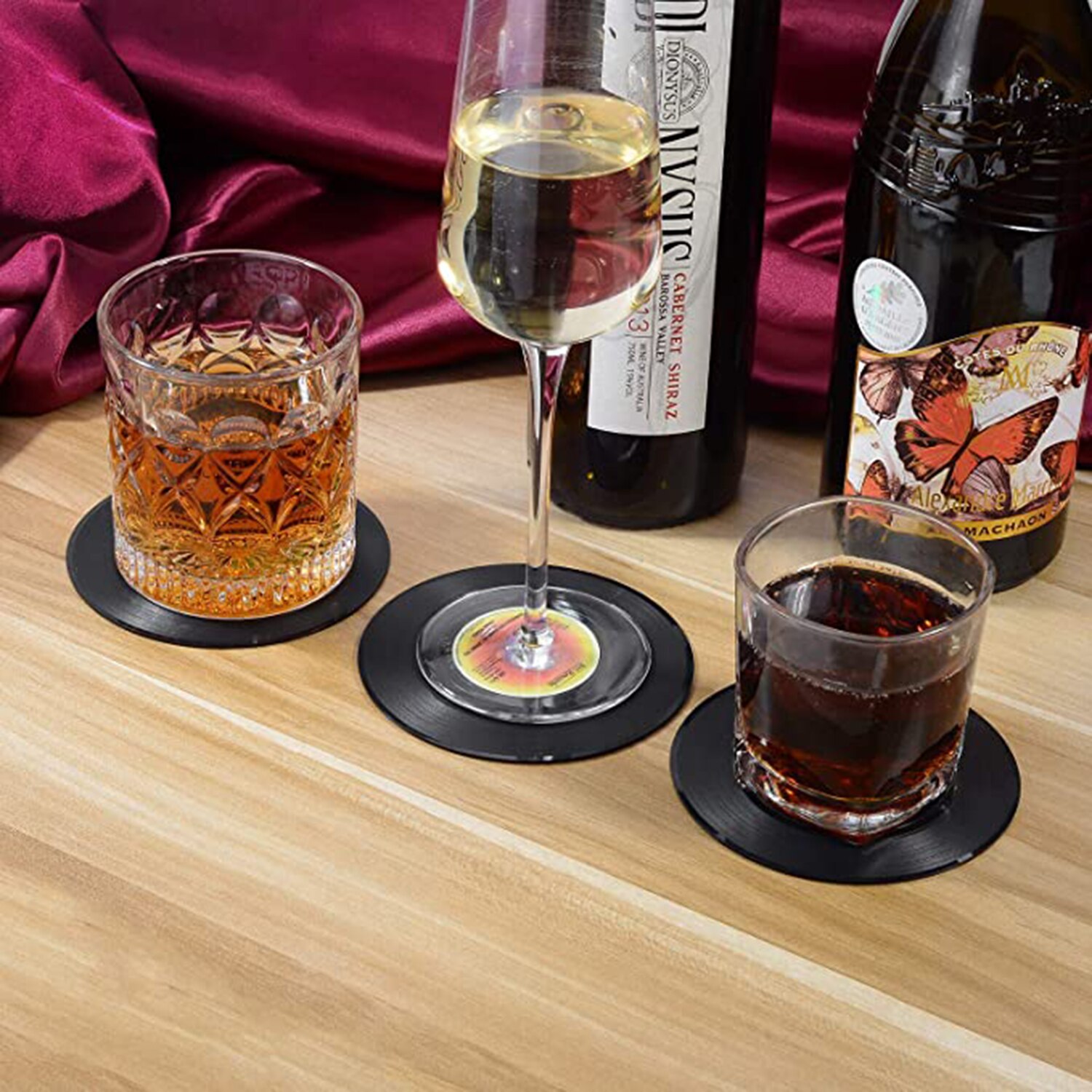6 Pcs Retro Onderzetters Vinyl Cd Fun Drinken Koffie Onderzetters Speler Houder Desktop Bescherming Hittebestendige Anti-Slip Mat home Decor onderzetters onderzetter coaster coasters marmer onderzetter bekerhouder kers