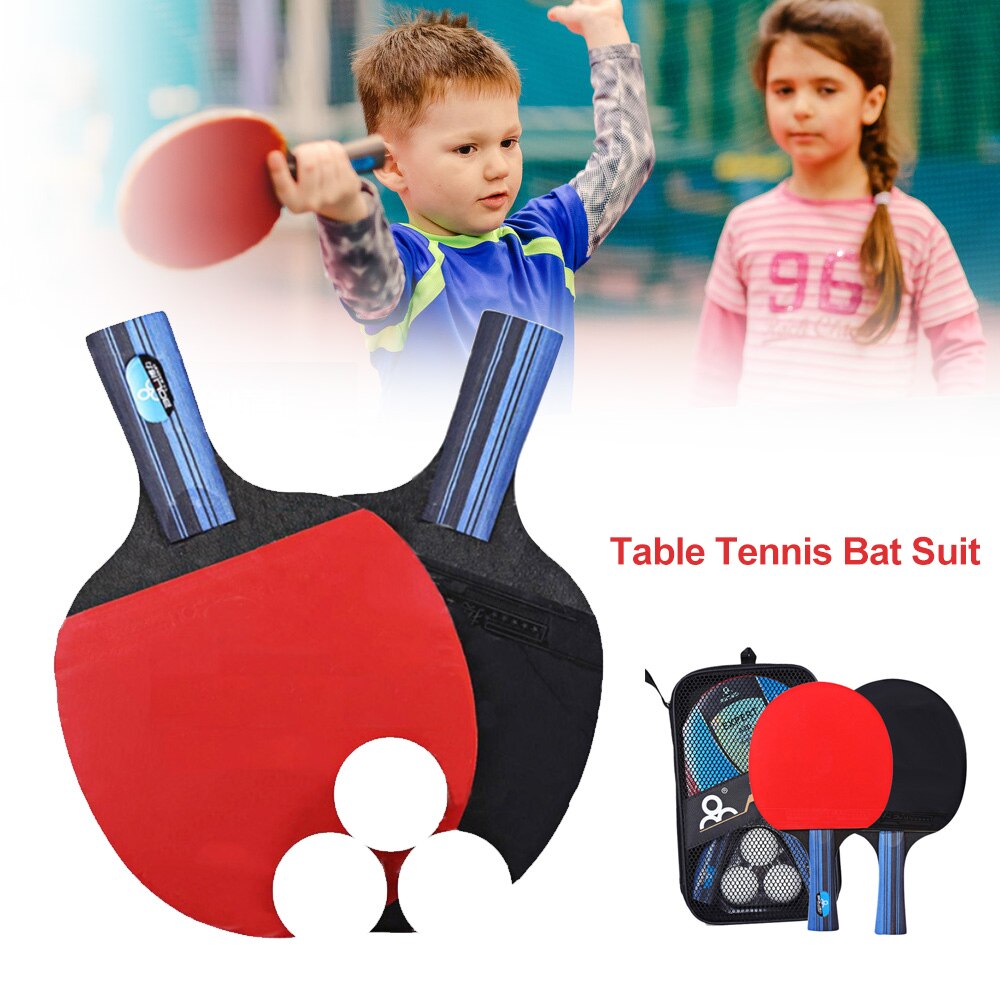 1 Pair Training Table Tennis Racket Bat Horizontal Pen-Hold With 3PCS Random Color Table Tennis Ping Pong