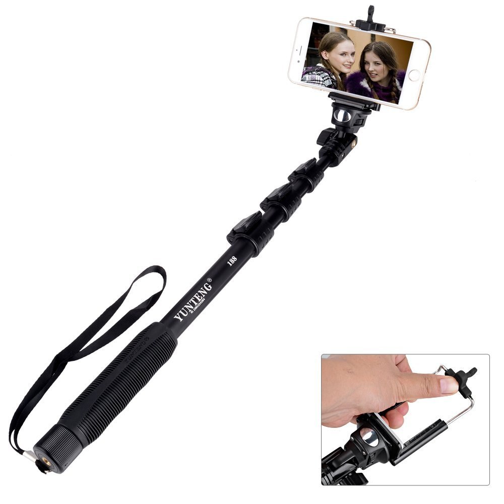 100%  originale yunteng 188 håndholdt forlængelig stangkamera monopod selfie stick stativ selfie til telefoner gopro 4/5/6/7/8/9