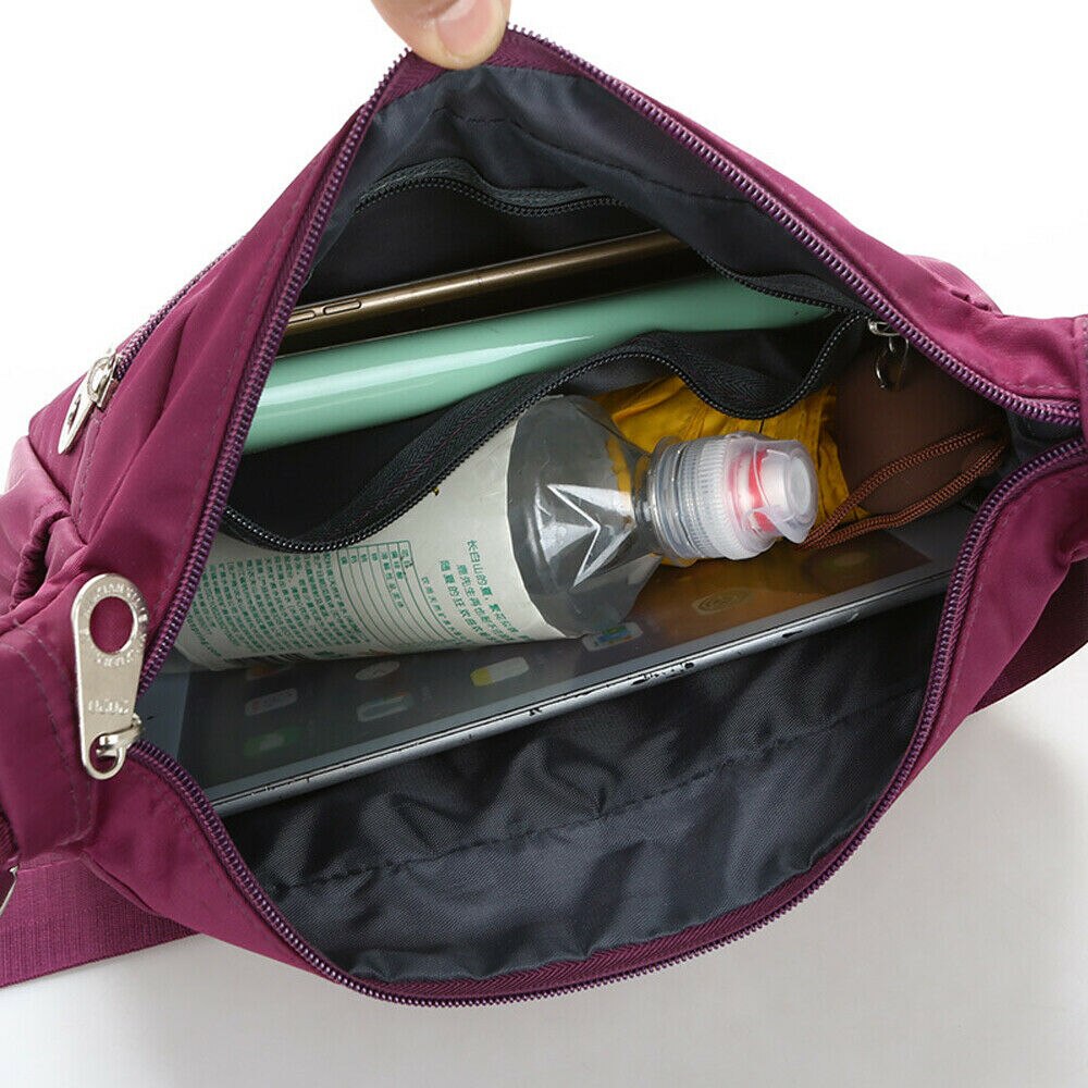 Stil kvinnor casual vattentät nylon messenger cross body väska dam solid dragkedja axelväskor stor kapacitet