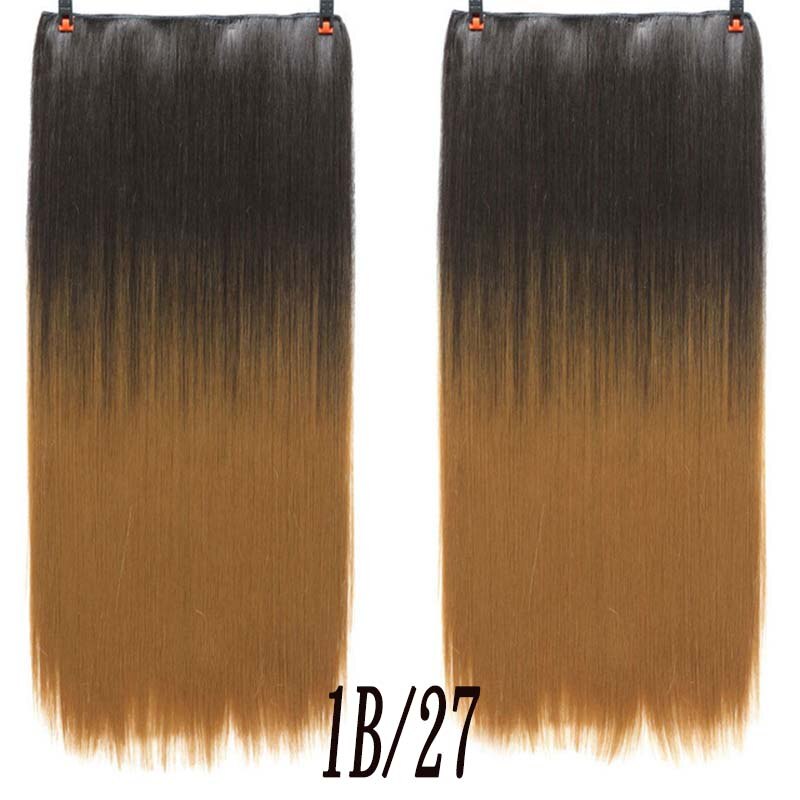 Xuangunag 5 klipp lange rett kvinner clip in hair extensions naturlig silkeaktig rett hår extension the gradient color: 1 bi 27